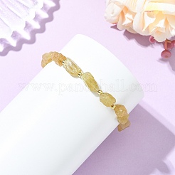 Raw Rough Natural Yellow Apatite Beaded Stretch Bracelets for Women&nbsp;BJEW-JB14431