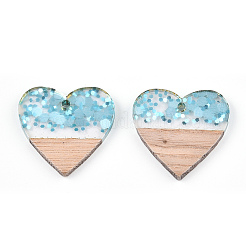 Transparent Resin & White Wood Pendants&nbsp;RESI-TAC0021-84