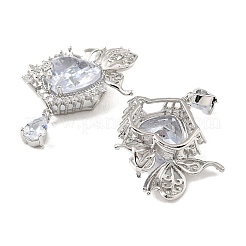 Brass & Clear Cubic Zirconia Pendants&nbsp;KK-G558-04P