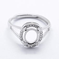 Anti-Tarnish Rhodium Plated 925 Sterling Silver Finger Ring Components&nbsp;STER-G027-13P