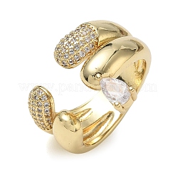 Brass Micro Pave Clear Cubic Zirconia Cuff Open Rings&nbsp;KK-CBA56EF-38G