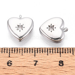 Brass Micro Pave Clear Cubic Zirconia Charms&nbsp;KK-N267-14P