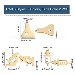 12Pcs 6 Style Ion Plating(IP) 201 Stainless Steel Pendants&nbsp;STAS-UN0032-19