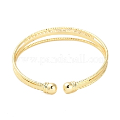 Brass Micro Pave Clear Cubic Zirconia 3-Line Open Cuff Bangles for Women&nbsp;BJEW-M312-06G
