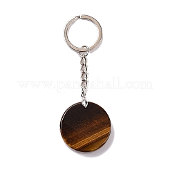 Natural Tiger Eye Trinity Knot Pendant Keychain&nbsp;KEYC-E038-02P-02