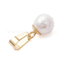 Wrinkle Textured Shell Pearl Round Charms&nbsp;PALLOY-JF05063-01