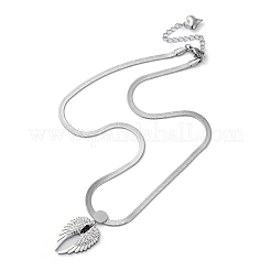 Rhinestone Wings Pendant Necklace with 304 Stainless Steel Herringbone Chains&nbsp;NJEW-C022-02P