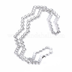 Non-Tarnish 304 Stainless Steel Wave Wrap Open Cuff Ring&nbsp;LS-RJEW-T023-66P