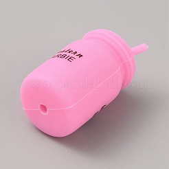 Straw Cup with Word Food Grade Eco-Friendly Silicone Focal Beads&nbsp;SIL-WH0018-23A