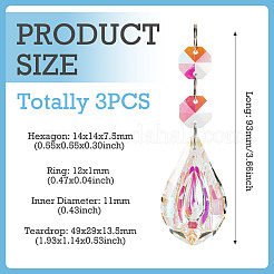 3Pcs Crystal Glass Hanging Sun Catcher&nbsp;AJEW-TADJ0001-08D