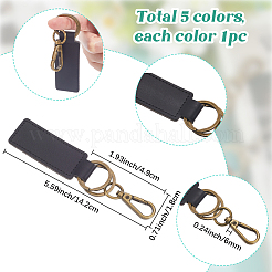 5Pcs 5 Colors Rectangle PU Leather Keychian&nbsp;KEYC-SC0001-61