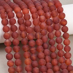Frosted Natural Red Agate Beads Strands&nbsp;G-F372-8mm-01