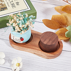 2-Slot Wooden Salt and Pepper Mill Tray&nbsp;WOOD-WH0030-31