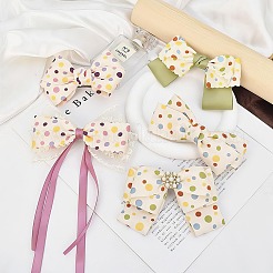 4M 2 Colors Polka Dot Pattern Cloth Silk Ribbon Headbands&nbsp;AJEW-DJ0005-70