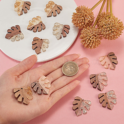 Transparent Resin & Walnut Wood Pendants&nbsp;RESI-CJ0001-53