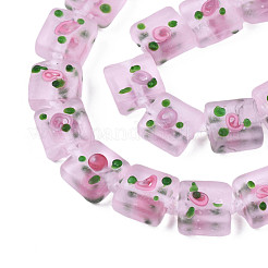 Handmade Frosted Lampwork Beads Strands&nbsp;LAMP-N021-38A