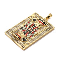 Brass Micro Pave Cubic Zirconia and Enamel Pendants&nbsp;KK-Q098-17G-B