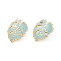 Ion Plating(IP) 304 Stainless Steel Leaf Stud Earrings&nbsp;EJEW-Z068-37G-01