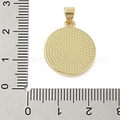Flat Round Real 18K Gold Plated Rack Plating Brass Pendants&nbsp;KK-Z074-19G-02