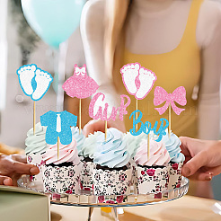 Paper & Glitter Sequins Cake Toppers with Bamboo Stick&nbsp;DIY-WH20088-001