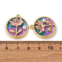 Light Gold Tone Alloy Enamel Pendants&nbsp;ENAM-B028-35KCG-03