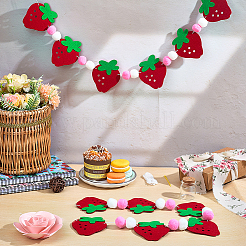 Polyester & Felt Strawberry Flags Hanging Banners&nbsp;DIY-WH20062-92