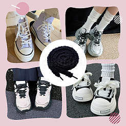 4 Pairs Plush Cloth Shoelaces&nbsp;AJEW-HY0002-72B