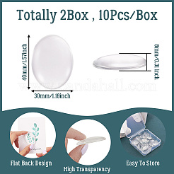 Transparent Clear Glass Flat Back Cabochons&nbsp;GGLA-TA0001-02-40x30