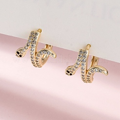 Brass Cubic Zirconia Hoop Earrings&nbsp;EJEW-Q014-39G