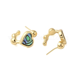 Shell Heart Stud Earrings&nbsp;EJEW-K287-01G-14