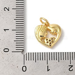 Valentine's Day Rack Plating Brass Clear Cubic Zirconia Pendants&nbsp;KK-Z056-12G