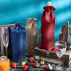20Pcs 10 Colors Burlap Wine Bottle Packaging Pouches&nbsp;ABAG-BBC0001-31