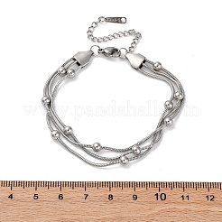 Stainless Steel Multi-strand Ball Bracelets&nbsp;BJEW-L687-01P