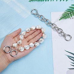 Plastic Pearl Alloy Phone Hand Strap Chains&nbsp;FIND-WH0260-55P