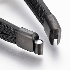 Braided Microfiber PU Leather Cord Multi-strand Bracelets&nbsp;BJEW-K206-H-01B