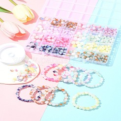 648Pcs 24 Styles Frosted Baking Paint Crackle Glass Beads with Glitter Powder&nbsp;DGLA-FS0001-12