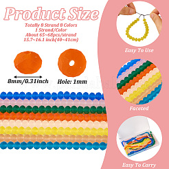 8 Strands 8 Colors Transparent Glass Beads Strands&nbsp;GLAA-TA0002-20