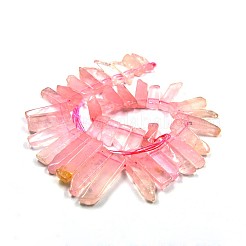 Irregular Strip Natural Rose Quartz Graduated Beads Strands&nbsp;G-P064-13