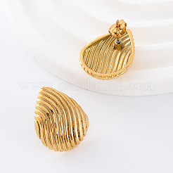 3 Pairs Stainless Steel Textured Teardrop Stud Earrings&nbsp;GW2125