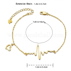 925 Sterling Silver Heartbeat Charm Bracelet(Chain Extenders Random Style)&nbsp;JB37C