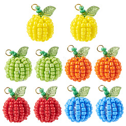 10Pcs 5 Styles Glass Seed Beaded Fruit Pendants&nbsp;PALLOY-TA00221