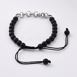 Natural Black Agate Braided Bead Bracelets&nbsp;BJEW-JB04771-02