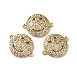Eco-Friendly Rack Plating Brass Micro Pave Clear Cubic Zirconia Connector Charms&nbsp;KK-F853-31G