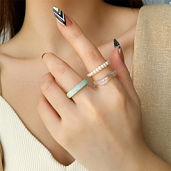 4 Sets 2 Colors Acrylic Finger Rings for Women&nbsp;RJEW-GO0001-23