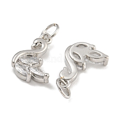 Rack Plating Brass Micro Pave Clear Cubic Zirconia Charms&nbsp;KK-U030-15P