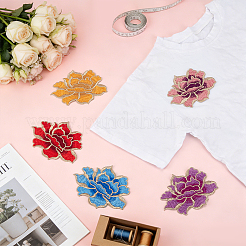 10Pcs 5 Colors Peony Polyester Embroidery Ornaments Accessories&nbsp;DIY-BC0018-08