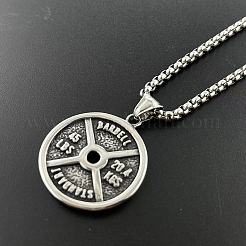 Vintage 304 Stainless Steel Gym Barbell Pendant Necklaces for Men&nbsp;FT9457