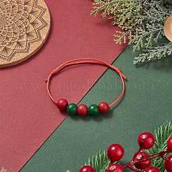 Wood Round Braided Bead Bracelet&nbsp;BJEW-JB09927