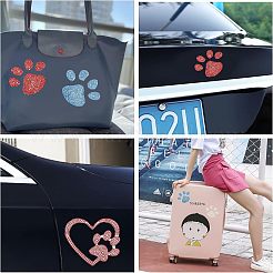 Heart & Pawprint Glitter Hotfix Rhinestone&nbsp;DIY-FG0002-29