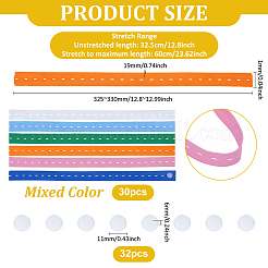 30Pcs Buttonhole Elastic Bands with Plastic Button&nbsp;OCOR-WH0077-082